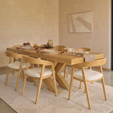 Olivia 160-240cm Pale Oak Dining Table Set - 6 Seater - Ella Off White Boucle Dining Chairs - Pale Oak Legs