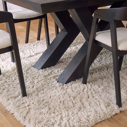 Olivia 160-240cm Black Oak Dining Table Set - 8 Seater - Ella Off White Boucle Dining Chairs - Black Oak Legs - Laura James 