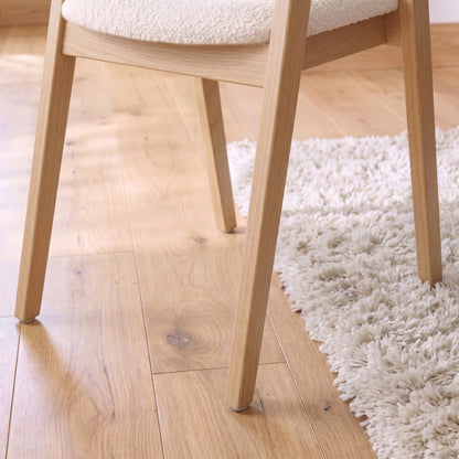 Olivia 160-240cm Pale Oak Dining Table Set - 8 Seater - Ella Off White Boucle Dining Chairs - Pale Oak Legs - Laura James 