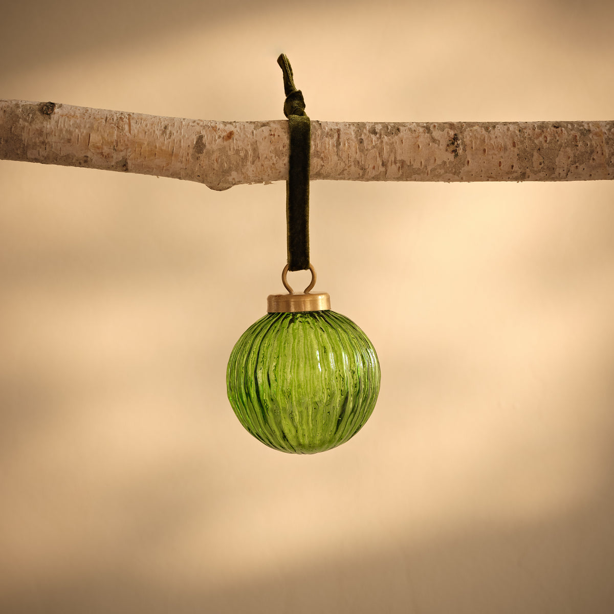Orai 7cm Glass Baubles - Set of 3 - Olive Green - Laura James 