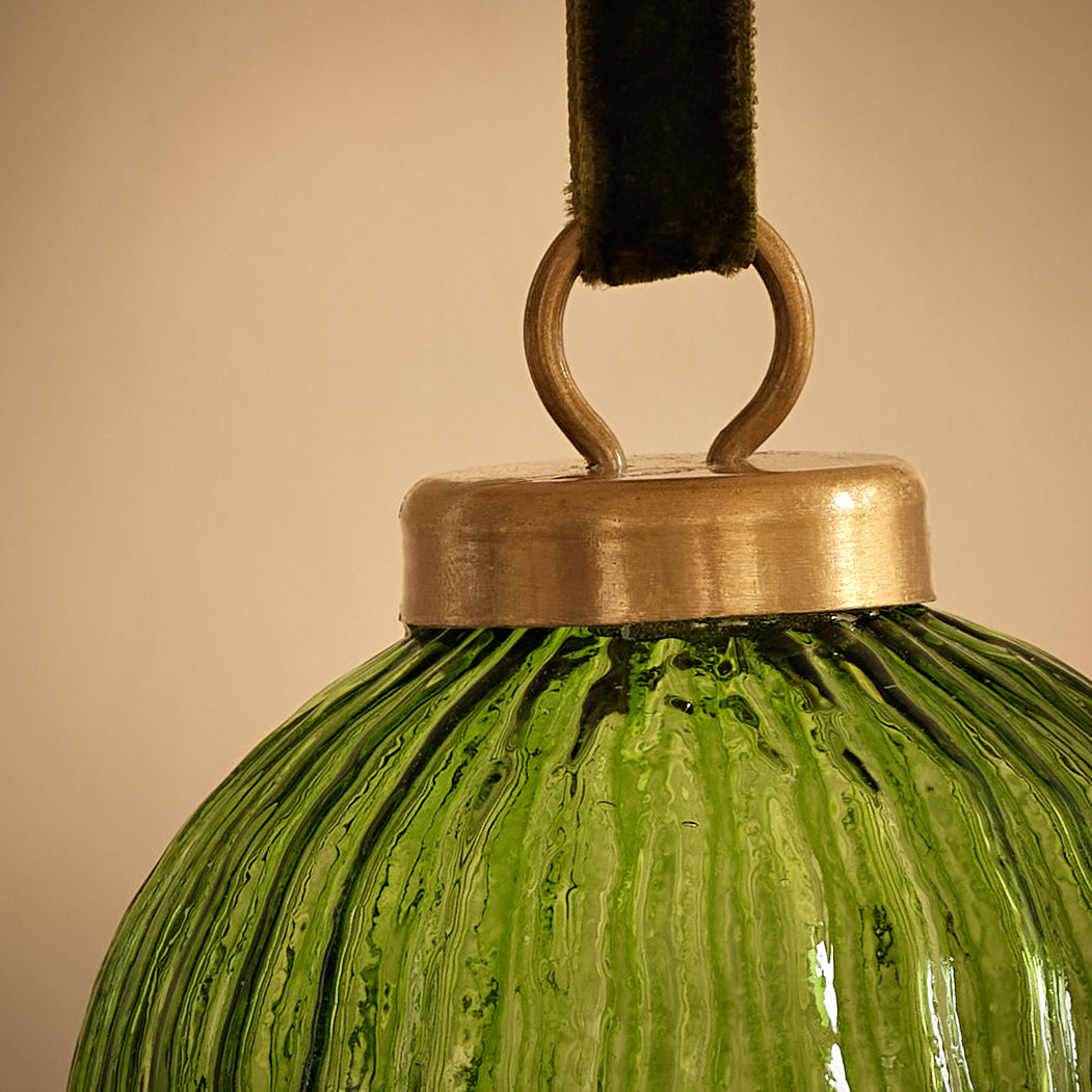 Orai 7cm Glass Baubles - Set of 3 - Olive Green - Laura James 