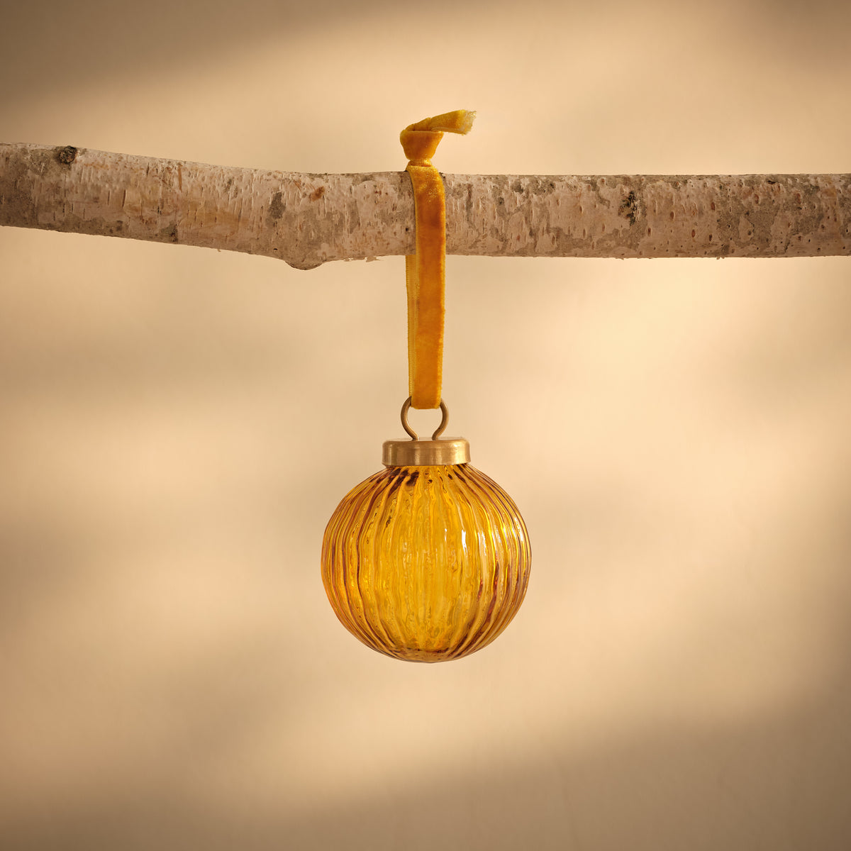 Orai 7cm Glass Baubles - Set of 3 - Amber Yellow - Laura James 