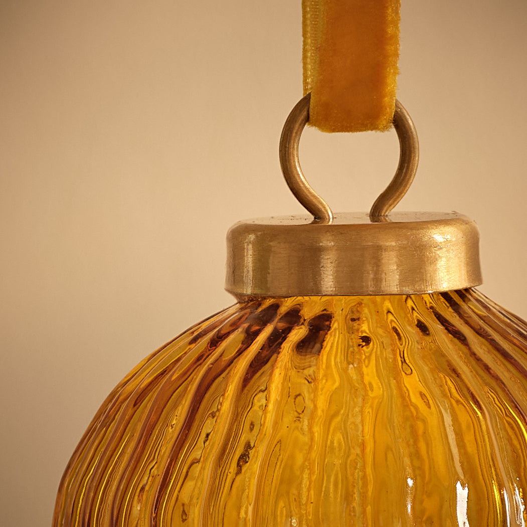 Orai 7cm Glass Baubles - Set of 3 - Amber Yellow - Laura James 