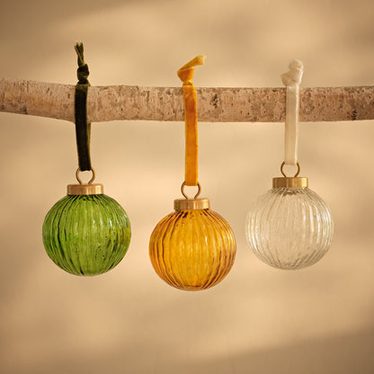 Orai 7cm Glass Baubles - Set of 3 - Clear - Laura James 