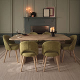 Orla 180cm Limewash Dining Table Set - 6 Seater - Marilyn Moss Green Dining Chairs - Whitewash Legs - Laura James 