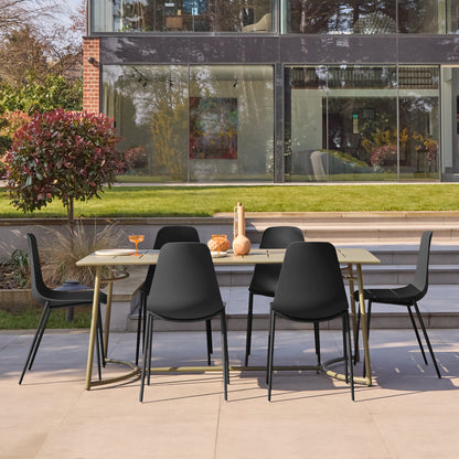 Wilder 6 Seater Metal Garden Dining Set with Wren Black Chairs - Laura James 
