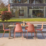 Wilder 6 Seater Metal Garden Dining Set with Wren Burnt Orange Chairs - Laura James 