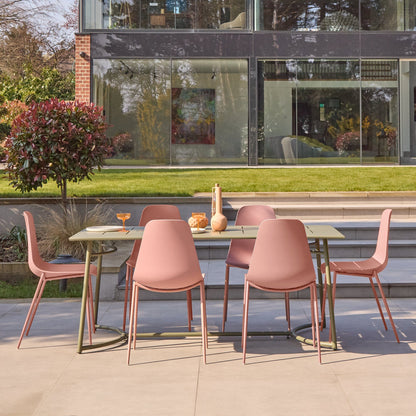 Wilder 6 Seater Metal Garden Dining Set with Wren Pink Chairs- Laura James 