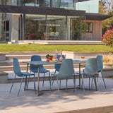 Wilder 6 Seater Metal Garden Dining Set with Wren Blue Chairs - Laura James 