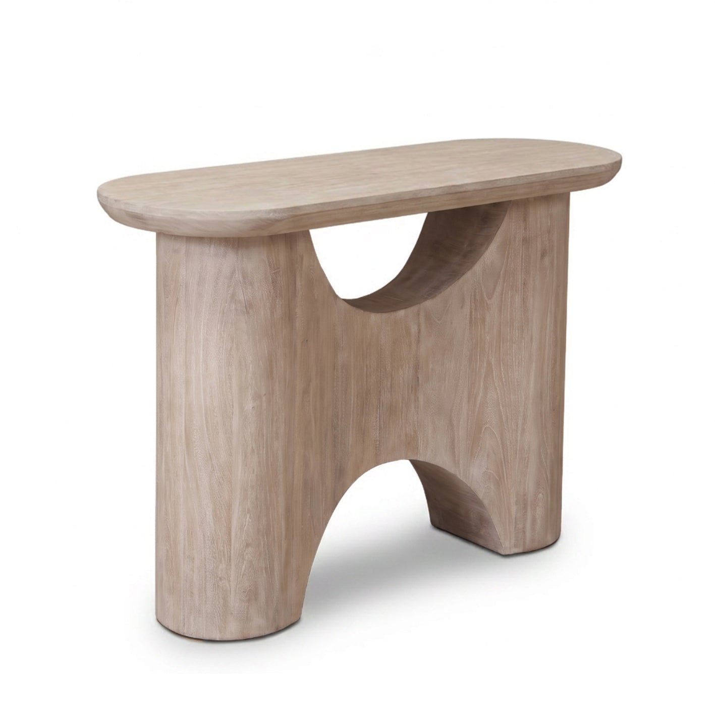 Octavia 110cm Oval Console Table - Limewash - Laura James 
