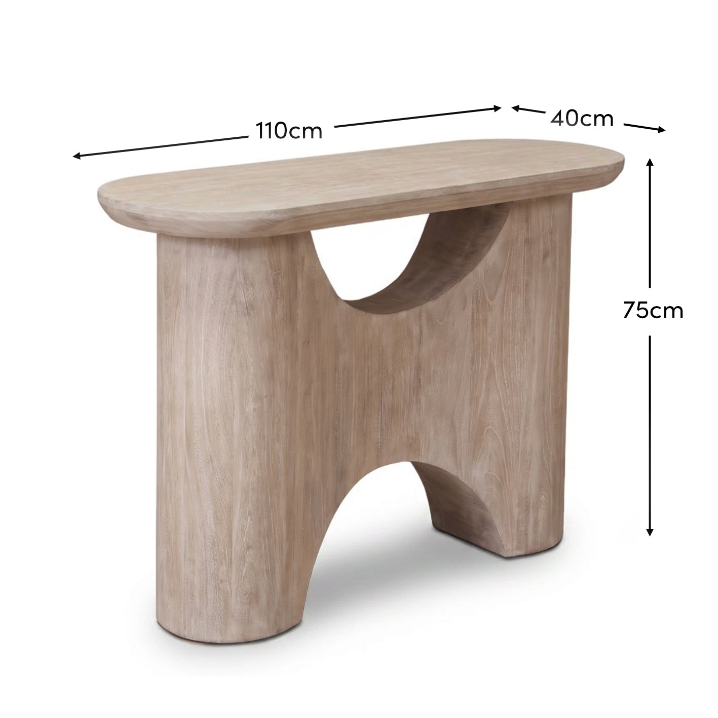 Octavia 110cm Oval Console Table - Limewash - Laura James 