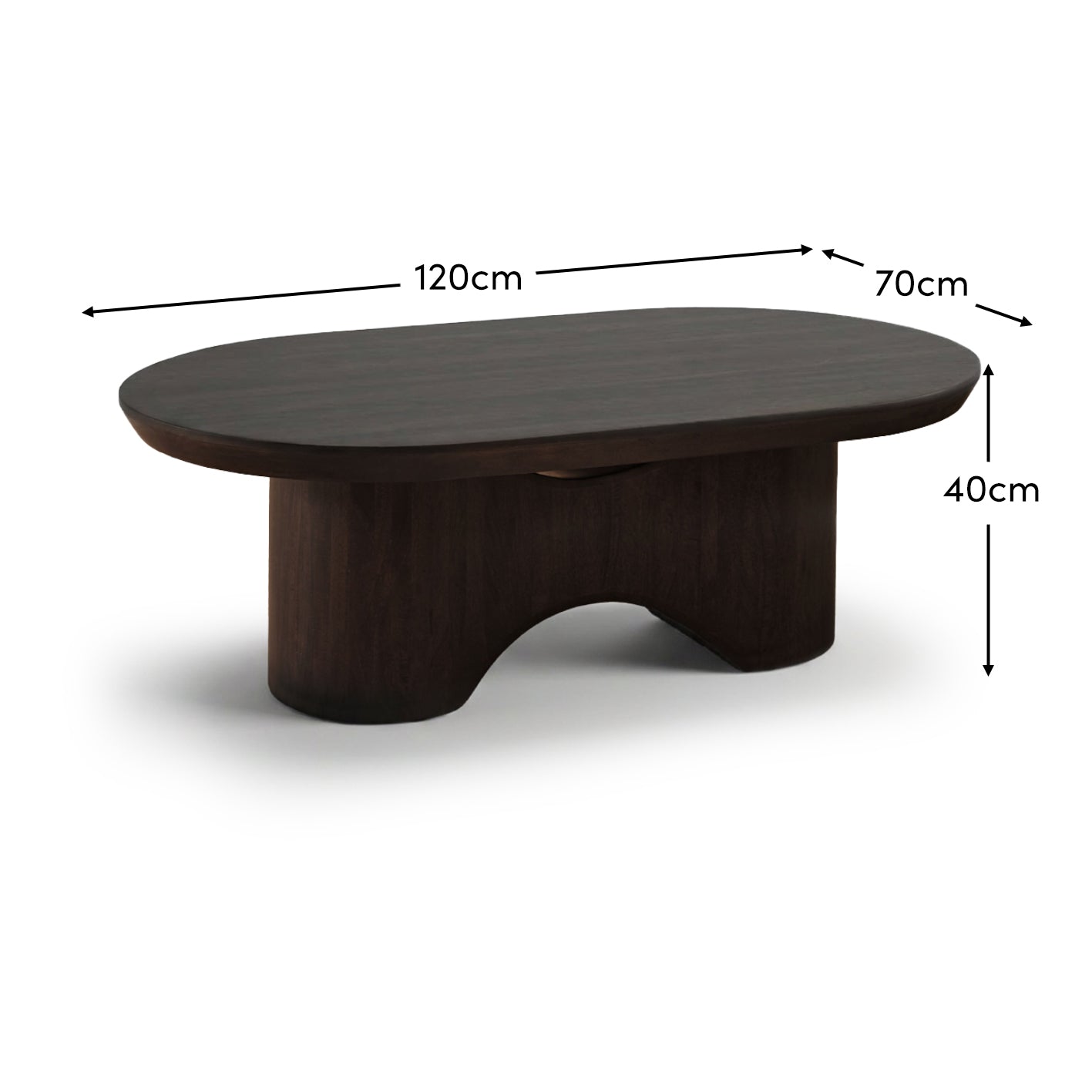 Octavia 120cm Oval Coffee Brown Mango Wood Coffee Table - Laura James 