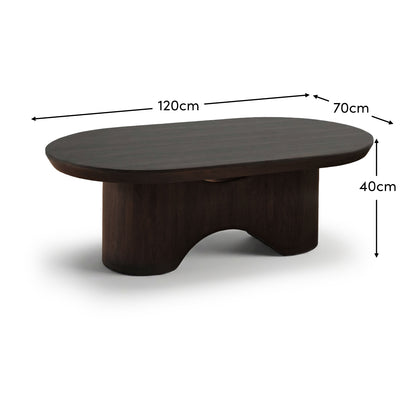 Octavia 120cm Oval Coffee Brown Mango Wood Coffee Table - Laura James 