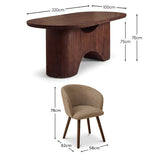 Octavia 220cm Coffee Brown Mango Wood Dining Table Set - 6 Seater - Archer Natural Brown Dining Chairs - Coffee Brown Legs - Laura James 