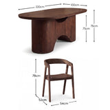 Octavia 220cm Coffee Brown Mango Wood Dining Table Set - 6 Seater - Ella Coffee Brown Armchairs - Laura James 