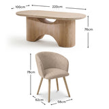 Octavia 220cm Limewash Dining Table Set - 6 Seater - Archer Soft Beige Dining Chairs - Whitewash Legs - Laura James 