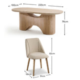 Octavia 220cm Limewash Dining Table Set - 6 Seater - Freya Sand Dining Chairs - Chalked Mango Wood Legs - Laura James 