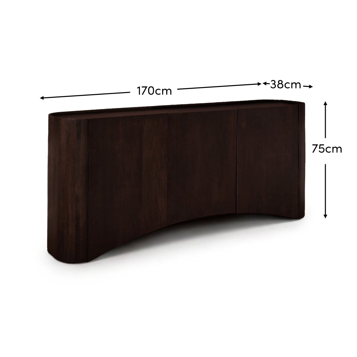 Octavia 3 Door Tall Sideboard - Coffee Brown Mango Wood - Laura James 