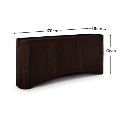 Octavia 3 Door Tall Sideboard - Coffee Brown Mango Wood - Laura James 