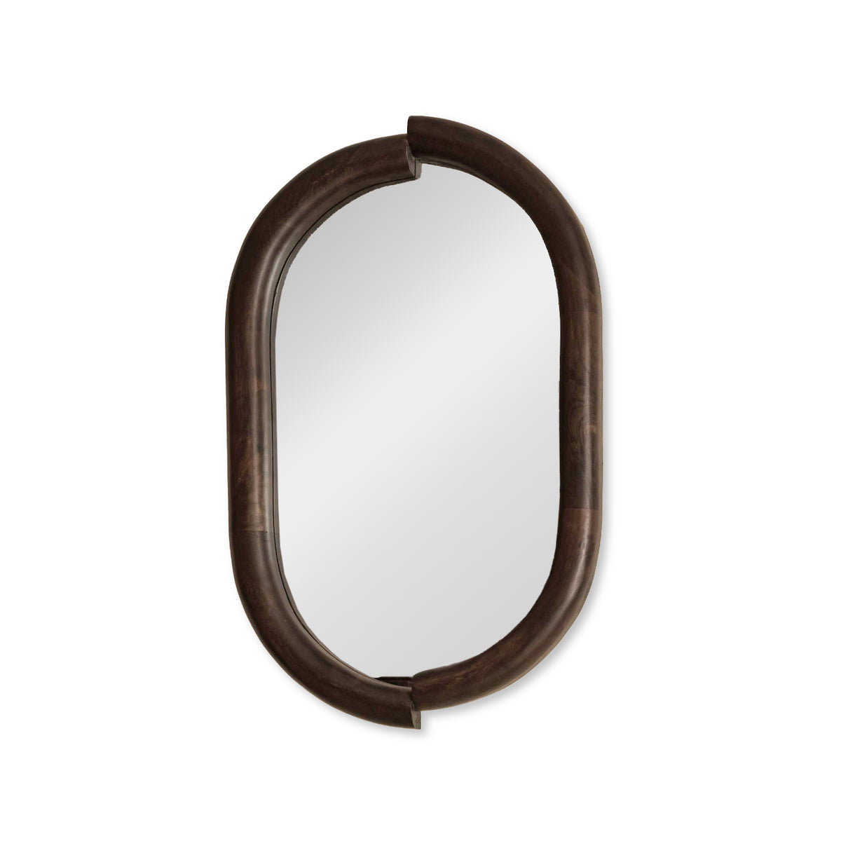 Octavia 80cm Rounded Rectangular Wall Mirror - Coffee Brown Mango Wood - Laura James 