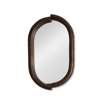 Octavia 80cm Rounded Rectangular Wall Mirror - Coffee Brown Mango Wood - Laura James 