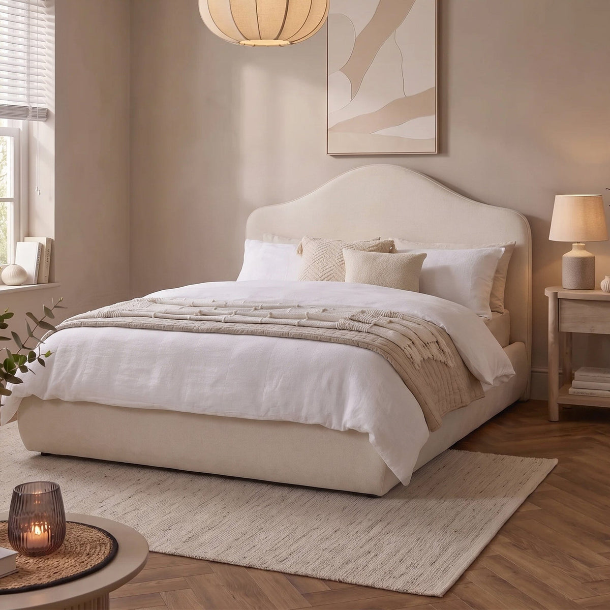 Odette Double Ottoman Bed - Ivory - Laura James 