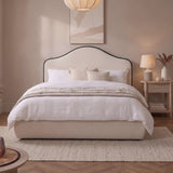 Odette Double Ottoman Bed - Ivory - Jet Black Piping - Laura James 