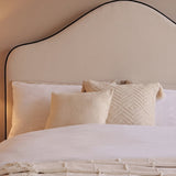 Odette Double Ottoman Bed - Ivory - Jet Black Piping - Laura James 