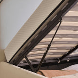 Odette Double Ottoman Bed - Ivory - Jet Black Piping - Laura James 