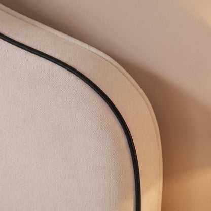 Odette Double Ottoman Bed - Ivory - Jet Black Piping - Laura James 