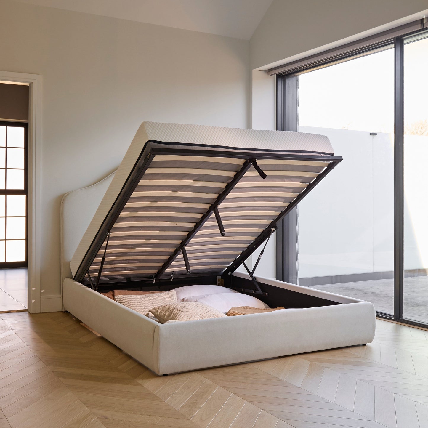 Odette Double Ottoman Bed - Ivory - Laura James 