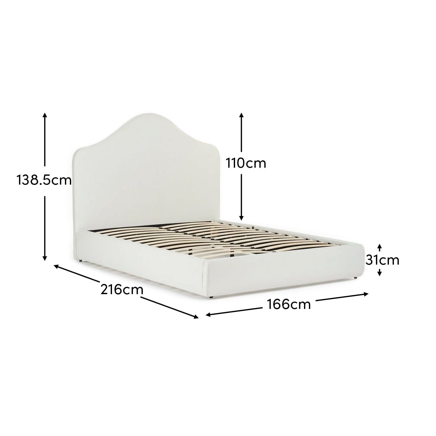 Odette Double Ottoman Bed - Ivory - Laura James 