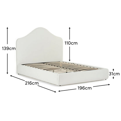 Odette Double Ottoman Bed - Ivory - Jet Black Piping - Laura James