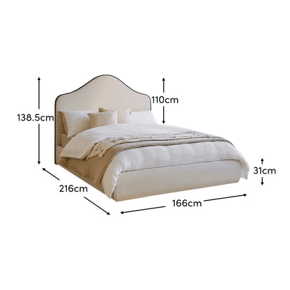 Odette King Size Ottoman Bed - Ivory - Jet Black Piping - Laura James