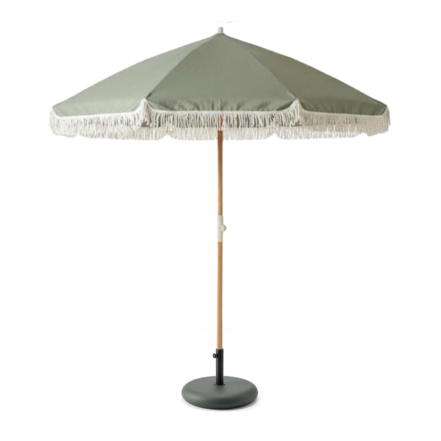 Oia Olive Green Parasol - 2m Round with Green Base