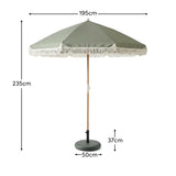 Oia Olive Green Round Parasol with 25kg Round Parasol Base - Green Concrete - Laura James