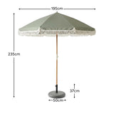 Oia Olive Green Round Parasol with 25kg Round Parasol Base - Grey Concrete - Laura James