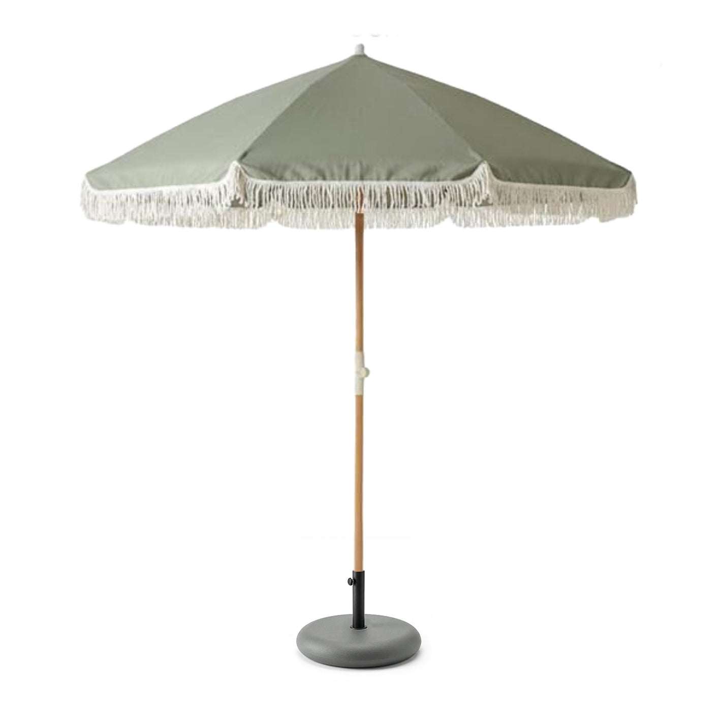 Oia Olive Green Parasol - 2m Round with Grey Base