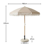 Oia Natural Round Parasol with 25kg Round Parasol Base - Beige Concrete - Laura James