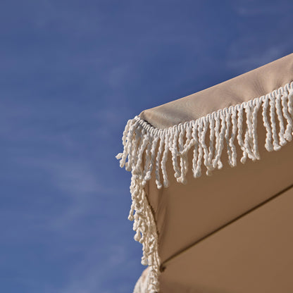 Oia Round Parasol 2m - Wooden Pole - Natural - Laura James