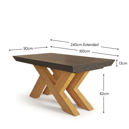 Olivia 160-240cm Black Oak Dining Table  - Pale Oak Legs - Laura James 