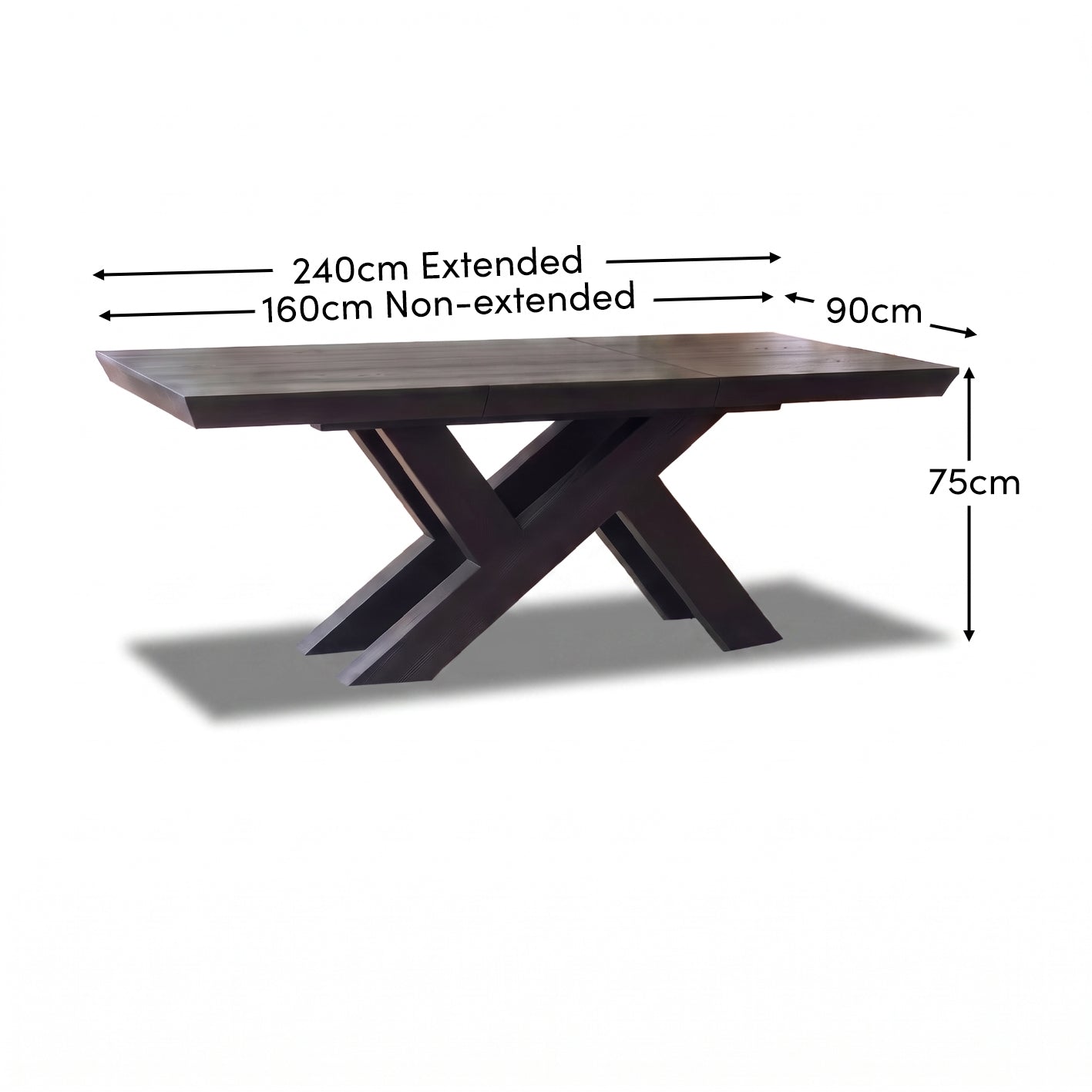 Olivia 160-240cm Black Oak Dining Table - Laura James 