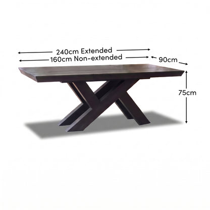 Olivia 160-240cm Black Oak Dining Table - Laura James 