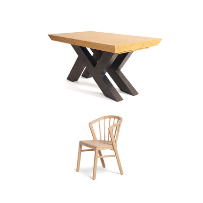 Olivia 160-240cm Black Oak Dining Table Set - 6 Seater - Mabel Dining Chairs - Pale Oak - Laura James 