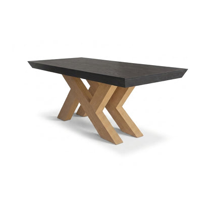 Olivia 160-240cm Black Oak Dining Table Set - Whitewash Oak Legs - Laura James 