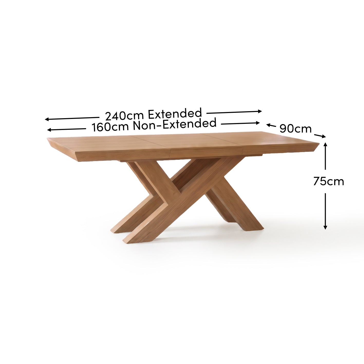 Olivia 160-240cm Pale Oak Dining Table - Laura James 