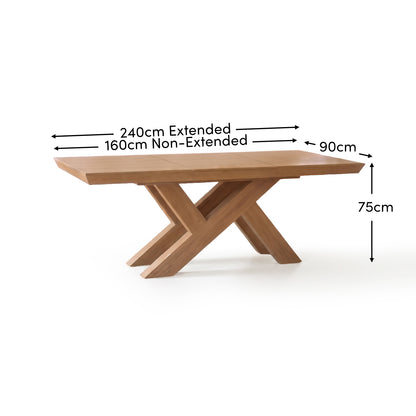 Olivia 160-240cm Pale Oak Dining Table - Laura James 