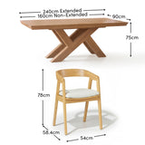 Olivia 160-240cm Pale Oak Dining Table Set - 6 Seater - Ella Off White Boucle Dining Chairs - Pale Oak Legs - Laura James 
