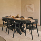 Olivia 160-240cm Black Oak Dining Table Set - 6 Seater - Ella Black Oak Dining Chairs - Laura James 