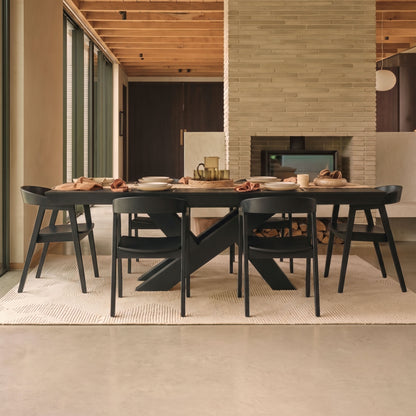 Olivia 160-240cm Black Oak Dining Table Set - 6 Seater - Ella Black Oak Dining Chairs - Laura James 